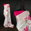 Party Wear Organza Floral Printed Saree For Women