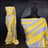 Wedding Yellow Stylish Sequence Satin Saree