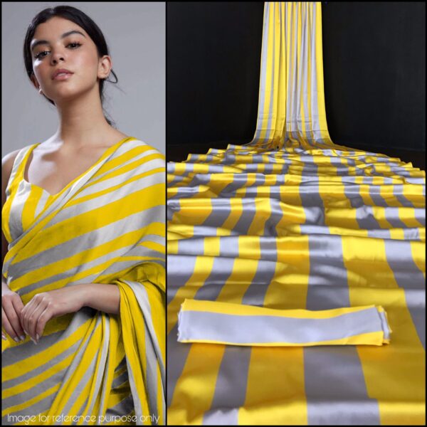 Wedding Yellow Stylish Sequence Satin Saree