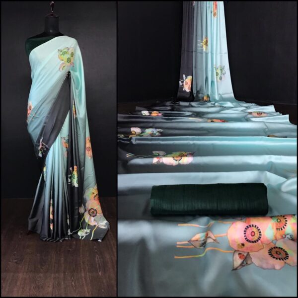 Online Multi Color Floral Print Digital Print Saree