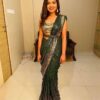 Party Sequence Work Green Saree