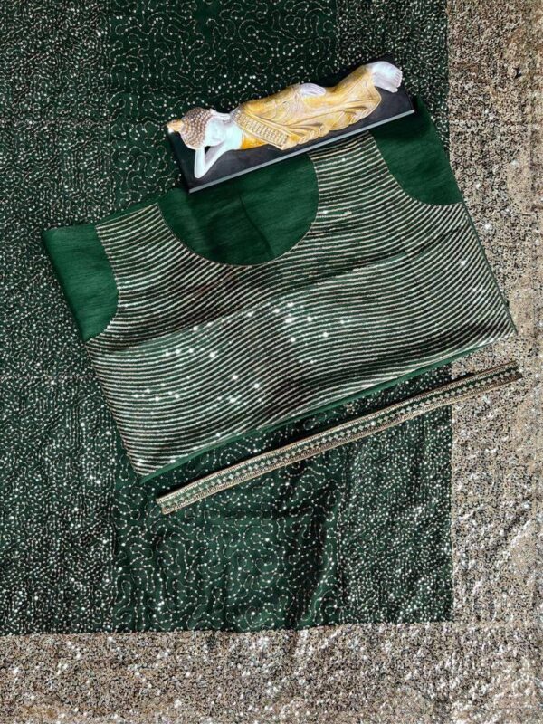 Party Sequence Work Green Saree