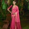 Formal Women Wear Pink Saree