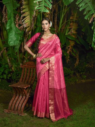 Formal Women Wear Pink Saree