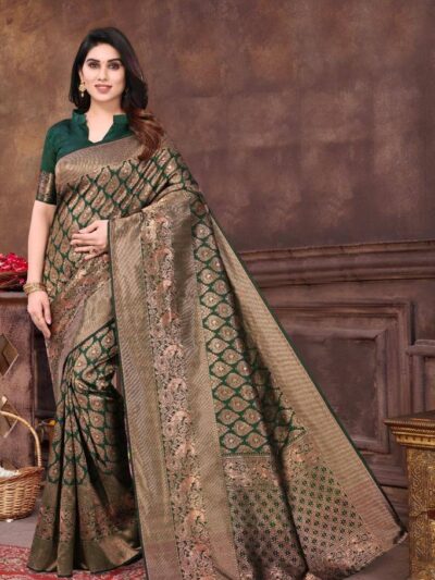 Traditional Design Silk Green Saree