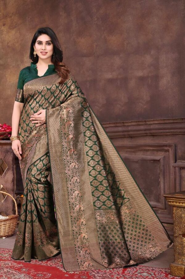 Traditional Design Silk Green Saree