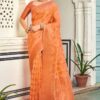 Orange Saree For Festival Wear
