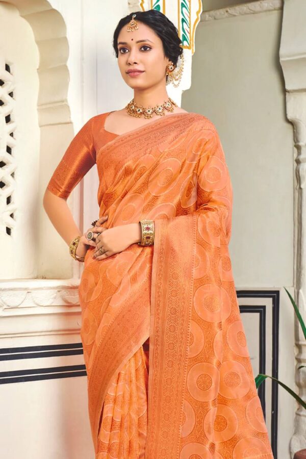 Orange Saree For Festival Wear