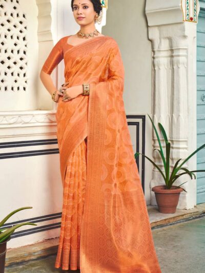 Orange Saree For Festival Wear