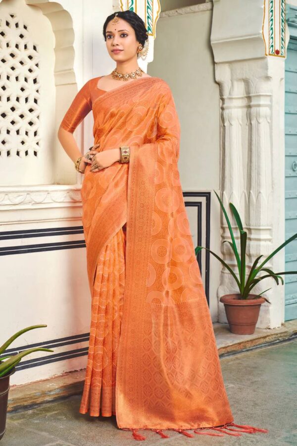 Orange Saree For Festival Wear