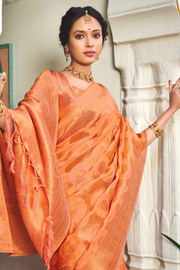 Orange Saree For Festival Wear