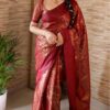 Designer Silk Maroon Saree