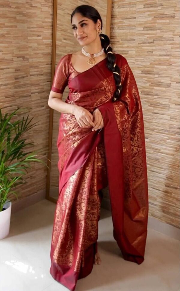 Designer Silk Maroon Saree