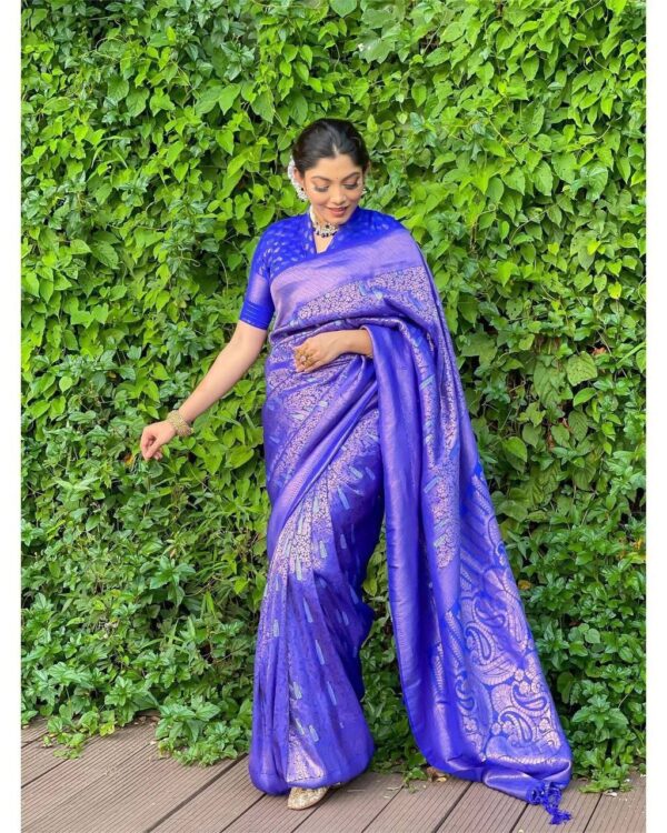 Traditional Banarasi Blue Saree