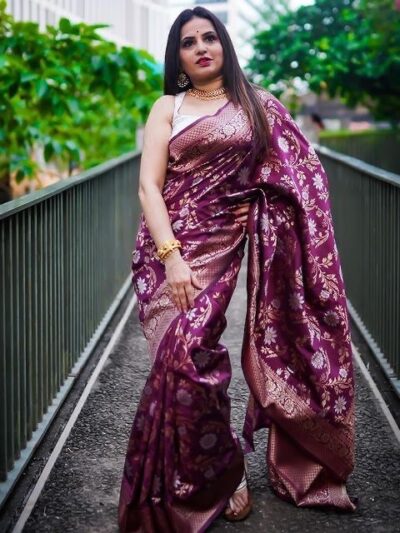 Banarasi Purple Saree for Wedding