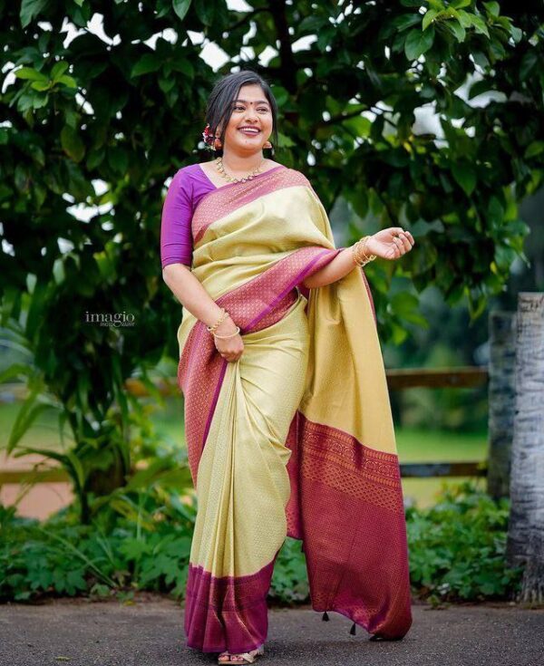 Women Stylish Wedding Silk Yellow Saree