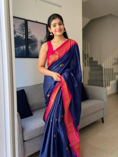 New Formal Design Silk Formal Blue Saree