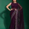 Fancy Party Wear Sequence Work Purple Saree