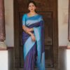 Banarasi Blue Saree with Sky Blue Border