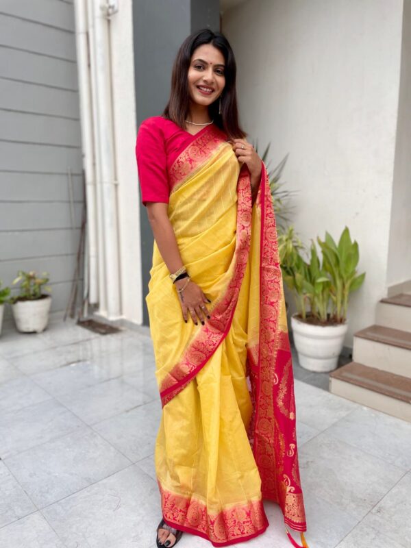 Wedding Function wear Yellow Saree