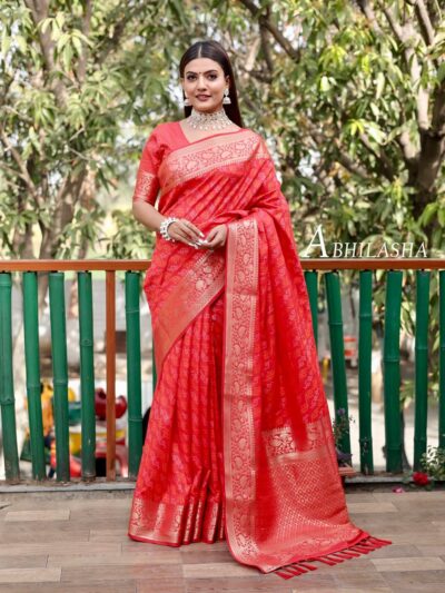 Silk Badhani Patola Design Red Saree