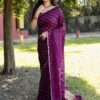 Wedding Bandhani Purple Saree