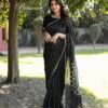 Latest Bandhani Design Black Saree