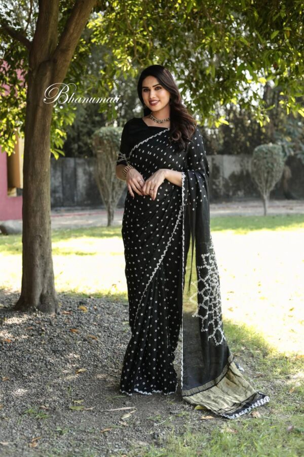 Latest Bandhani Design Black Saree