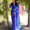 Blue Bandhani Saree For Wedding