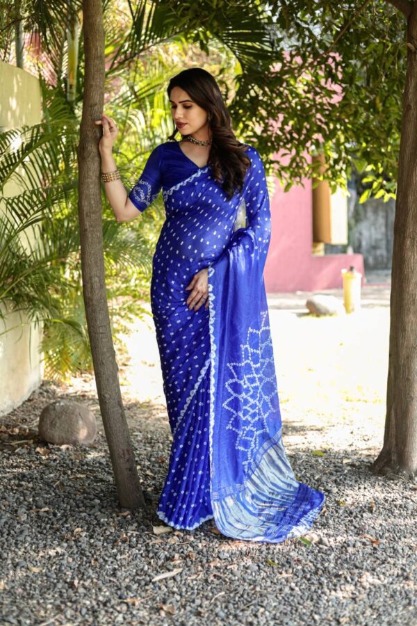 Blue Bandhani Saree For Wedding