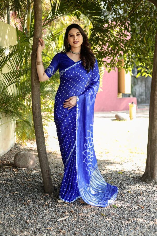 Blue Bandhani Saree