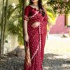 Bandhani Maroon Saree in Silk
