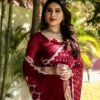 Bandhani Maroon Saree in Silk
