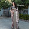Silk Pink Saree With Designer Grey Border
