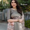Silk Pink Saree With Designer Grey Border