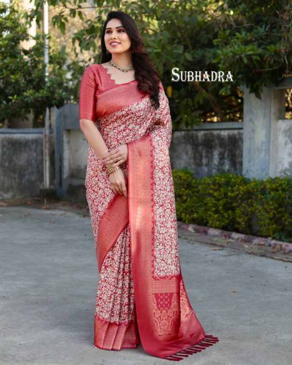 Wedding Party Silk Red Saree