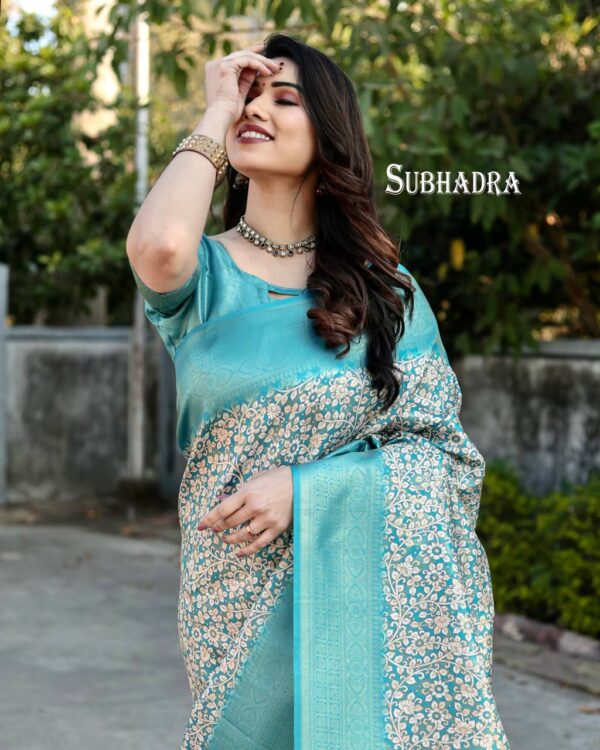 Fancy Sky Blue Saree For Festival Wear