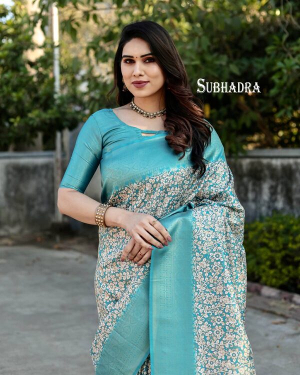 Fancy Sky Blue Saree For Festival Wear