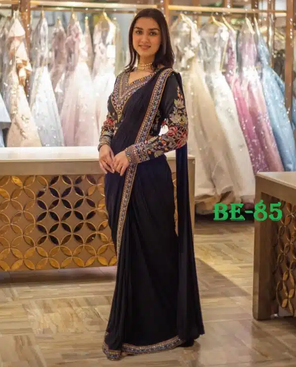 Wedding Pakistani Embroidery Black Saree