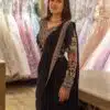 Wedding Pakistani Embroidery Black Saree