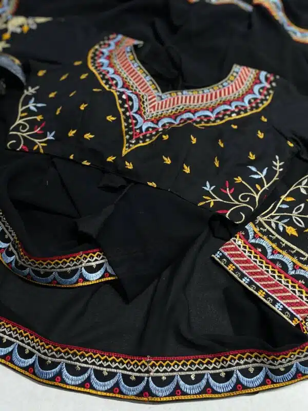 Wedding Pakistani Embroidery Black Saree