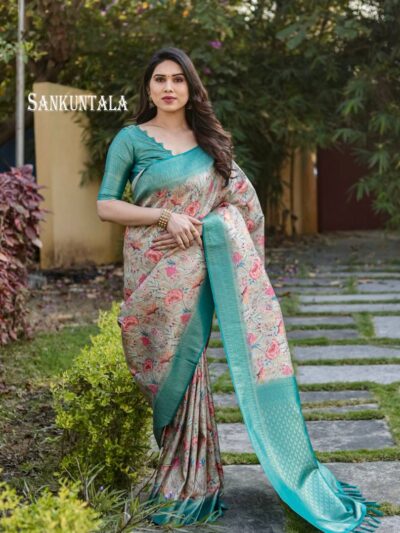 Silk Stylish Sky Blue Saree