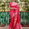 Beautiful Border Silk Bandhani Pink Saree