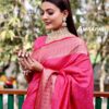 Beautiful Border Silk Bandhani Pink Saree