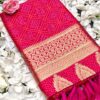 Beautiful Border Silk Bandhani Pink Saree