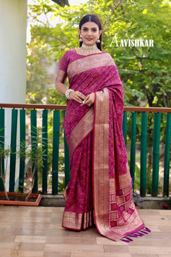 Wedding wear Bandhani Purple Saree