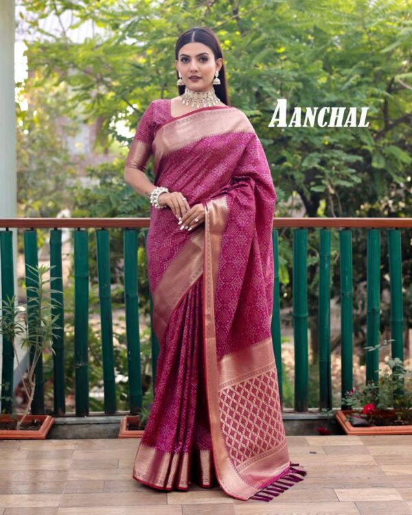 Bandhani Design Special Purple Saree