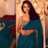 Stylish Blue Saree with Work Lace Border