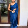 Stylish Party Wear Silk Crush Blue Saree