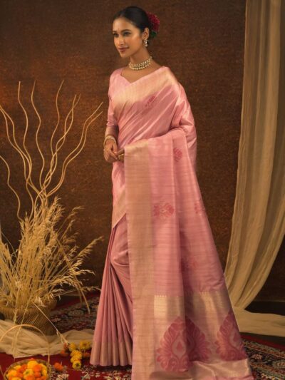 Stylish Banarasi Designer Silk Pink Saree